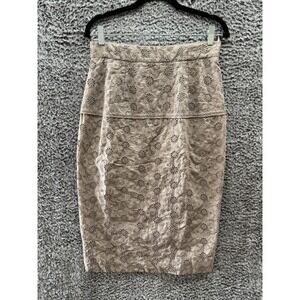 Nina Ricci Cotton Cutout Lace Detail Long Skirt Brown Size‎ 40